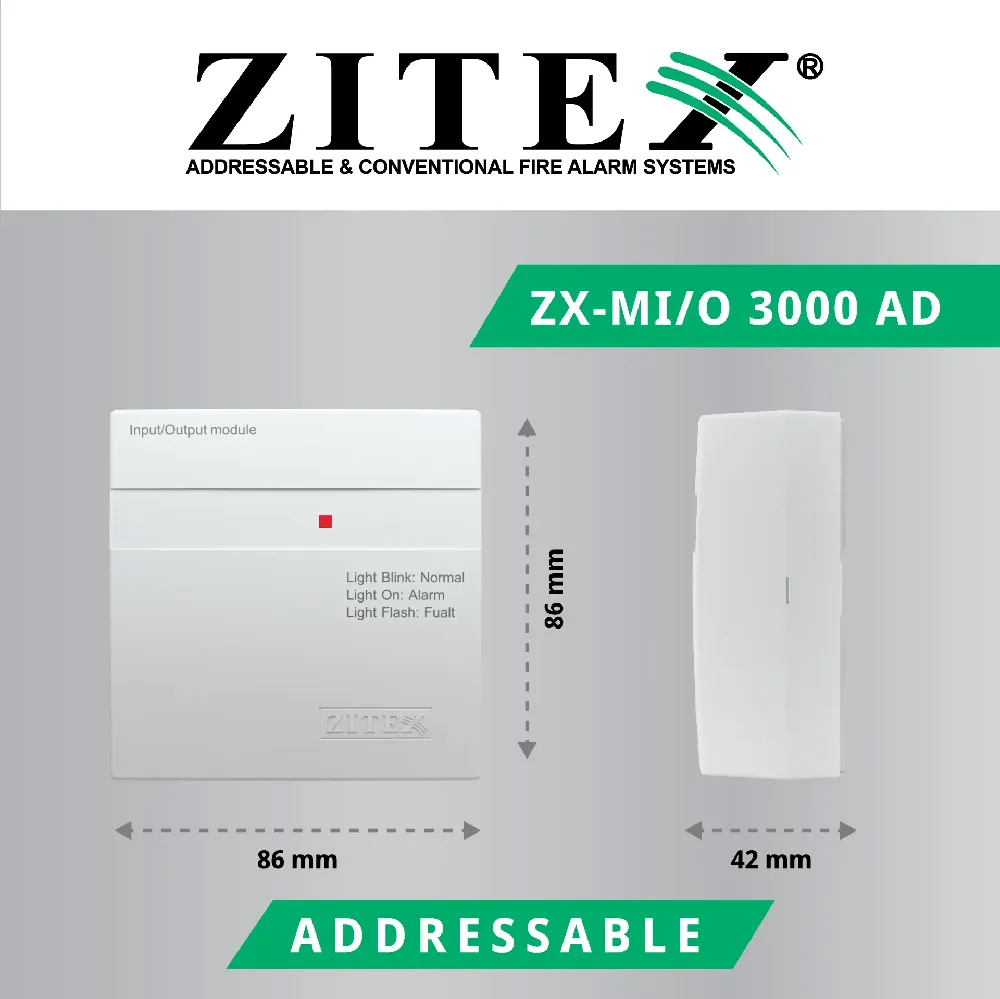 ماژول ورودی / خروجی اعلام حریق آدرس پذیر زیتکس مدل ZX-MI/O 3000 AD